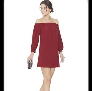 Alice + Olivia Off Shoulder Silk Dress